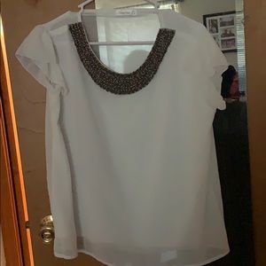 Singwing jeweled collar white shirt sz XL